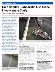 Lake Barkley BioAcoustic Fish Fence Effectiveness Study handout