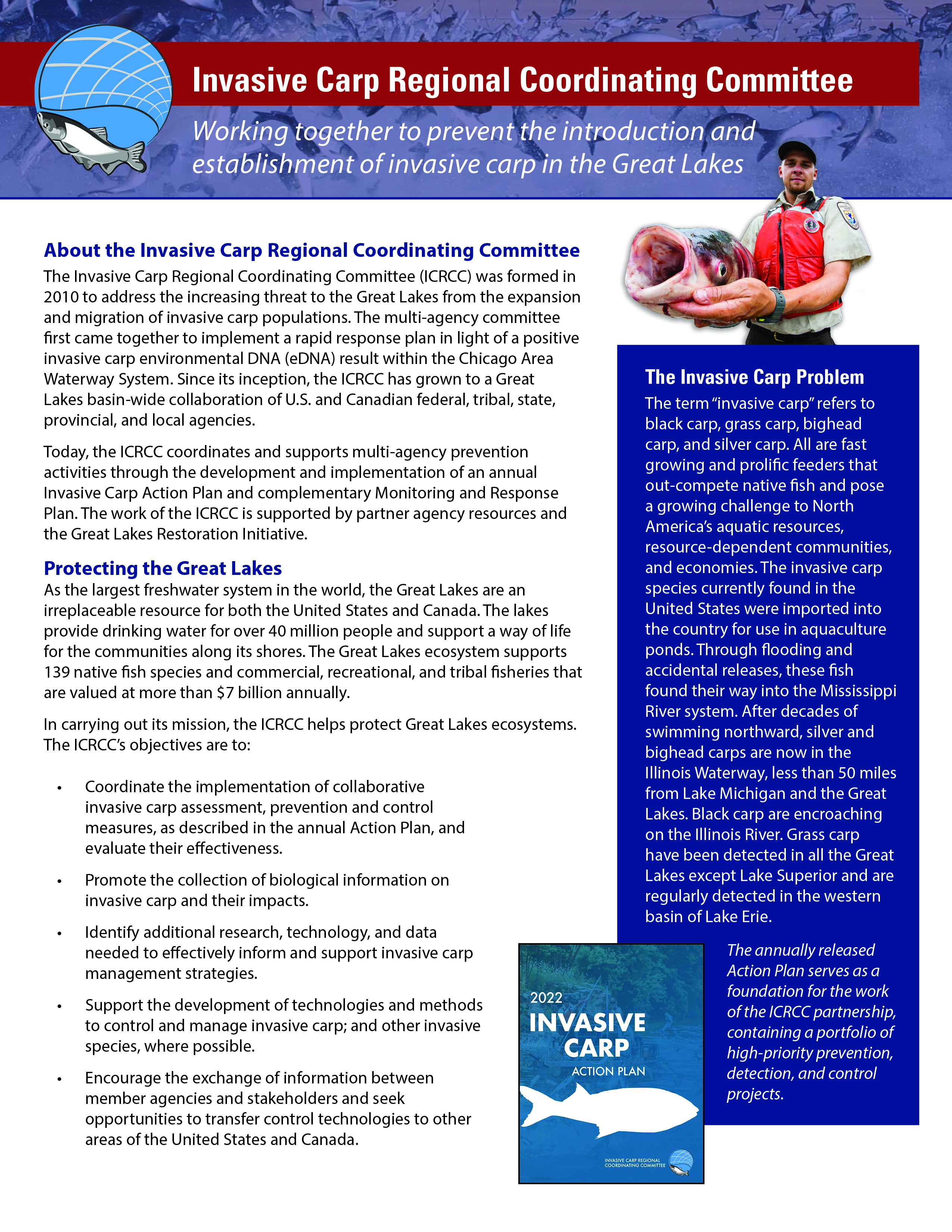 Invasive Carp Regional Coordinating Committee: Working together to prevent the introduction and establishment of invasive carp in the Great Lakes handout